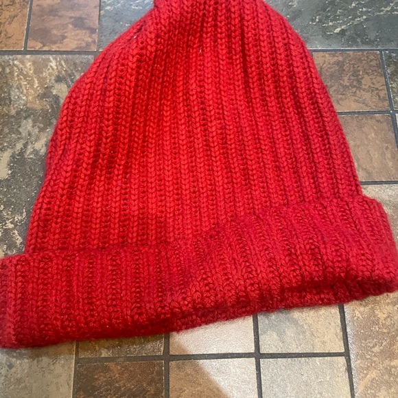 Classic Red Ribbed Knit Beanie - Picture 5 of 5